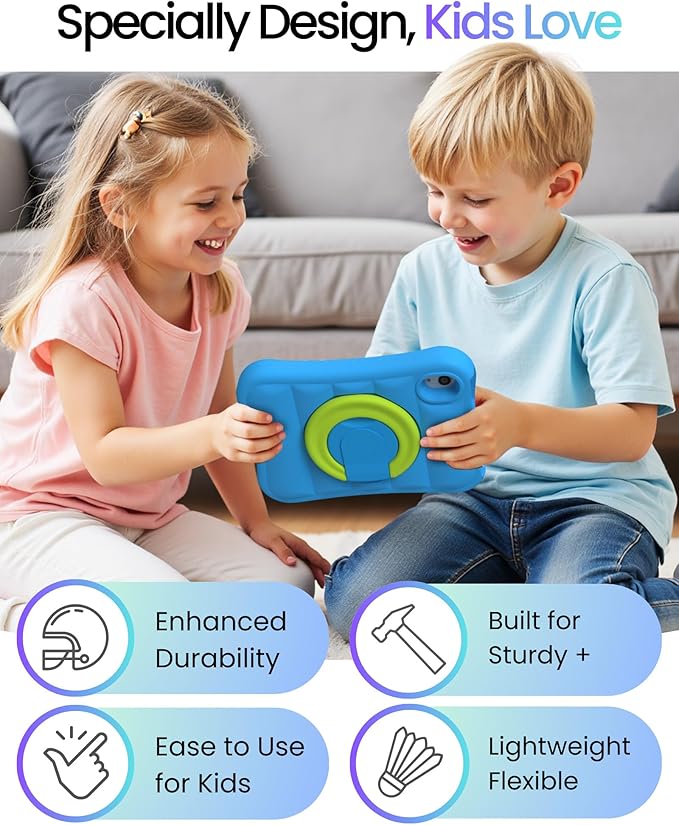 Kids Case for iPad mini 7 (A17 Pro) 2024 / Mini 6th Gen 2021 8.3 inch – Lightweight Flexible Shockproof Rotating Stand Handle Rugged Cover for iPad mini 7th 6 Generation Girls Boys, Blue Green