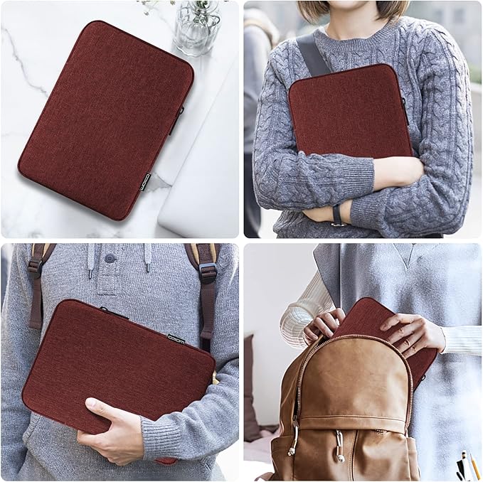 MoKo 9-11 Inch Tablet Sleeve Bag Carrying Case Fits New 11inch iPad Air M4, iPad A16 2025, iPad Pro 11 M4, Air 5/4/3, iPad 10/9/8th Gen, Tab S8/S9 11", Tablet Carrying Case, Wine Red