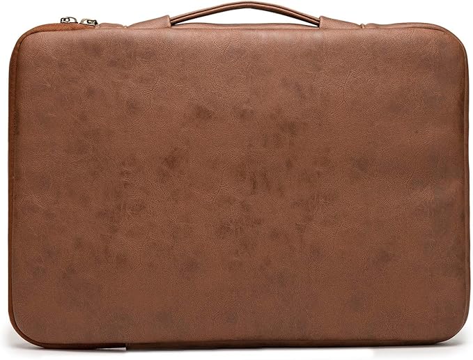 Kinmac 360 Degree Protective Laptop Sleeve Case Bag with Handle for MacBook Air 15 inch and 15 inch-15.6 inch HP Lenovo Dell ASUS Acer Laptop (Coffee PU)