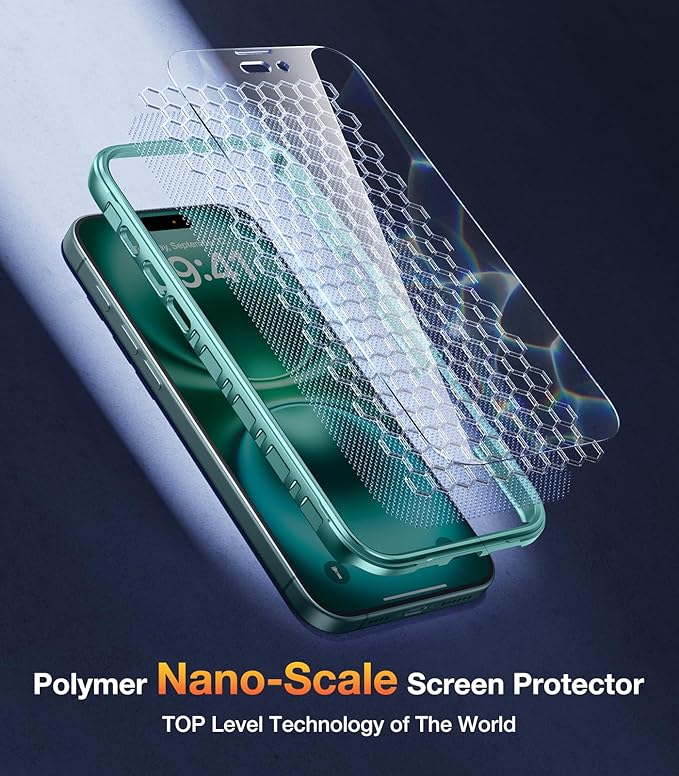 Diaclara Designed for iPhone 16 Case, Full Body Rugged Case with Built-in Touch Sensitive Anti-Scratch Screen Protector, Upgraded [Full Camera Protection] for iPhone 16 6.1" (Teal)