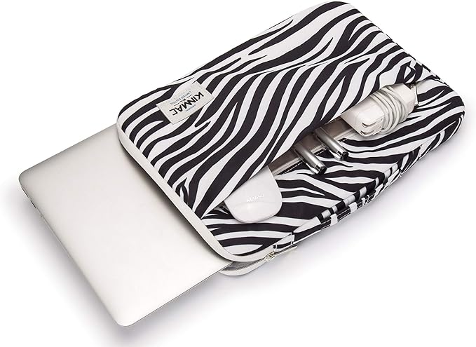 Kinmac 360° Heavy Duty Protective Laptop Computer Sleeve case Bag Cover with Handle for MacBook Pro 14 inch,14 inch-14.4 inch HP Lenovo Dell ASUS Acer Laptop (Zebras)