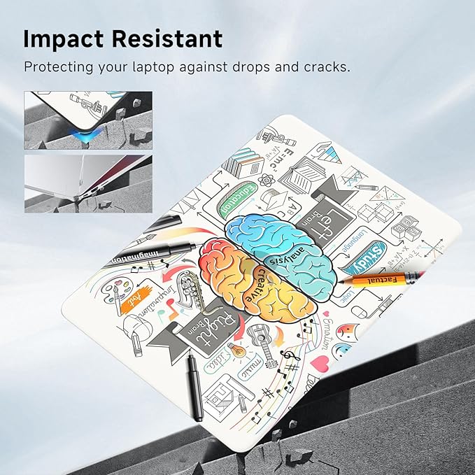 Funut for MacBook Air 13 inch Case M5 M4 M3 M2 2026 2025-2022 A3449 A3240 A3113 A2681, Funut Plastic Laptop Hard Shell Case & Keyboard Cover for M5 MacBook Air 13 inch, 11Cartoon Brain