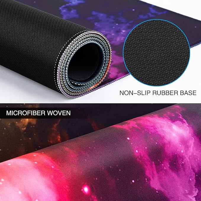 Canjoy Gaming Mouse Pad, XL Large Extended Keyboard Mouse Mat Big Computer Desk Pad with Non-Slip Base and Stitched Edge for Home Office Gaming Work 31.5x15.7inch