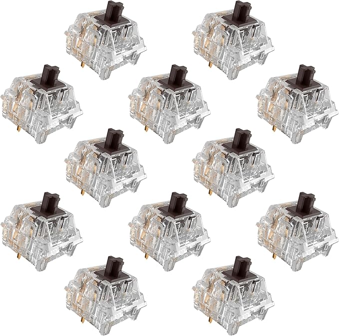 Zhouwang Crystal Brown Switch Mechanical Keyboard Replacement,3 Pin Tactile/Accurate Typing/Dustproof/RGB Transparent Gaming Keyboard Switches(72Pcs)