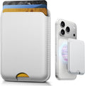 Stronger Magnetic Wallet for iPhone 17/16/15/14/13/12 Series & for MagSafe-compatible Cases, Slim Leather Magnetic Card Holder with RFID Blocking, N52 Magnet Phone Wallet, Fit 3 Cards, White