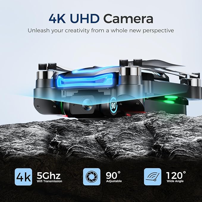 GPS Drone with 4K HD Camera for Adults,4.5 inch HD Screen on Remote Controller,FPV RC Drones with Auto Return, Follow Me and Lightweight,2 PCS Batteries for Long Flight Time,Easy Fly Quadcopter for Beginners,Under 250g
