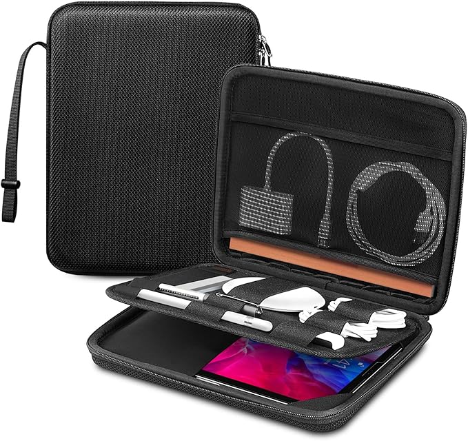 FINPAC Hard Portfolio Sleeve Case for 11-inch iPad Air M4/M3/M2 2026-2023, Pro 11 M5/M4 (2025/2024), iPad 11th/10th, 10.9" Air 5/4, 10.2" 9th/8th/7th, Tablet Carrying Bag with Accessory Pocket, Black