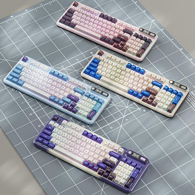 KZZI Z98 Wireless Mechanical Keyboard, Smart Display & Knob, BT5.0/2.4GHz/USB-C, Hot Swappable Custom Keyboard, Pre-lubed Linear Switches, Gasket Mount, RGB Creamy Gaming Keyboard