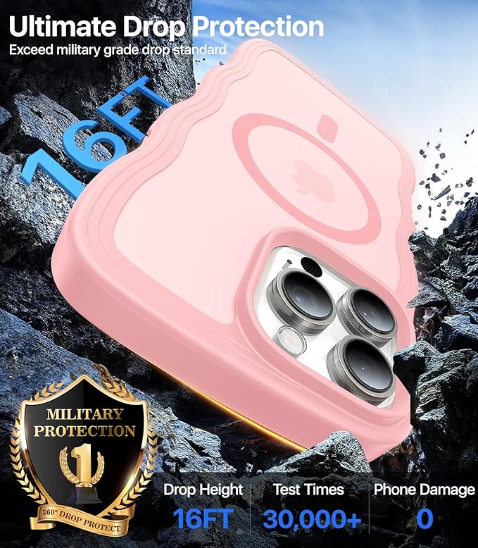 Magnetic for iPhone 16 Pro Max Case[Compatible with MagSafe][Military-Grade Drop Protection][Anti-Yellowing] Shockproof Translucent Matte Cover for iPhone 16 Pro Max Phone Case,PeachPink