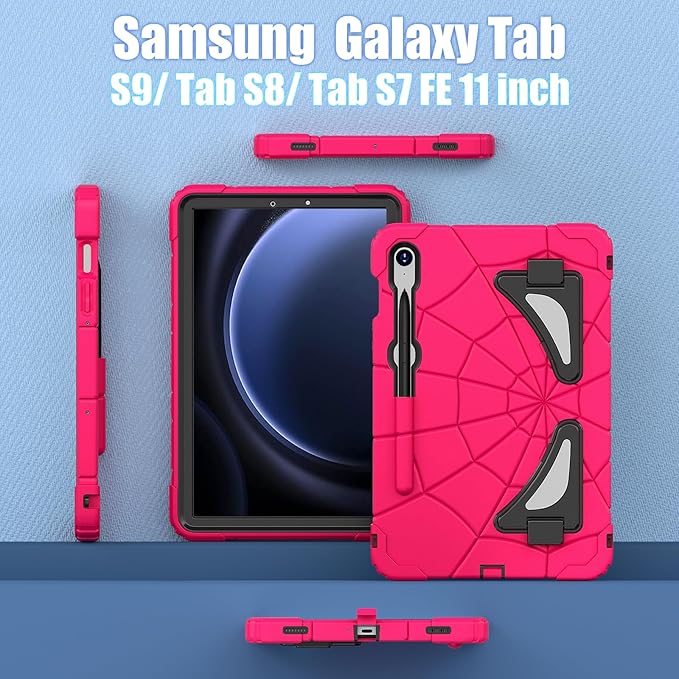 AKABEILA Compatible with Samsung Galaxy Tab S10 FE 2025/Tab S10 Lite 2025 Tablet Case，Lightweight Shockproof Rugged Protective Cover with Kickstand for Kids Children Boys Babies Strawberry Black