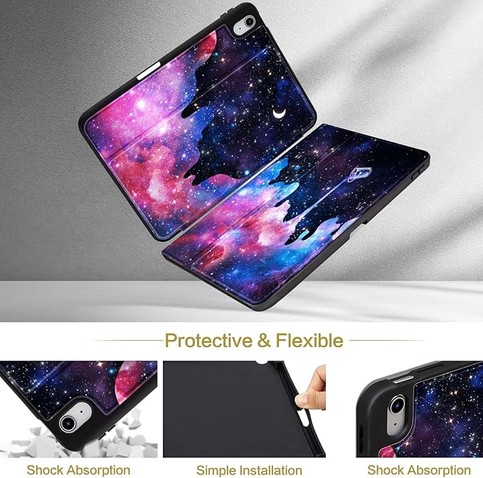 Lokigo Case for iPad (A16) 11th Generation 11 Inch 2025, iPad 10th Generation 10.9 inch 2022, Protective Cover with Hard PC Back Shell Cover, Support Touch ID, Sky