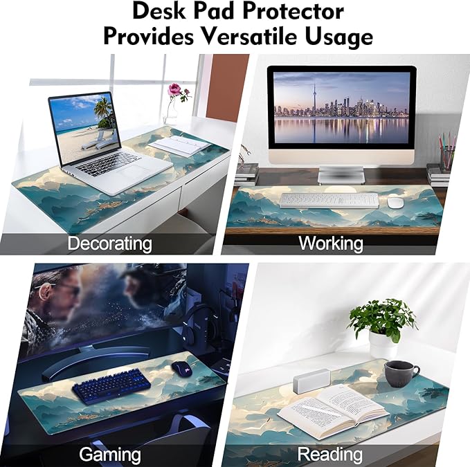 Galdas Gaming Mouse Pad XXL XL Large Long Extended Big Mousepad Non-Slip Rubber Keyboard Mouse Pad with Stitched Edges for Laptop Home Office (31.5x11.8x0.08 Inch) -Clouds