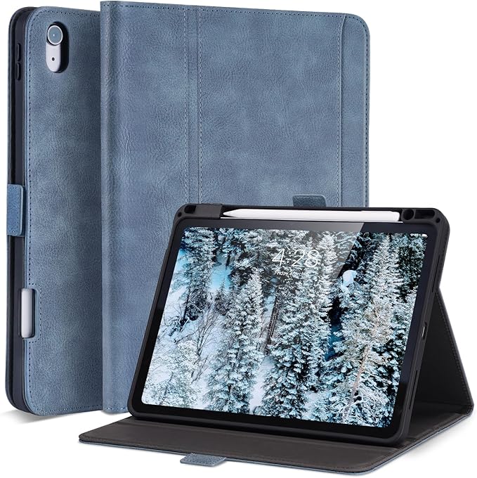 Handmade Case for iPad Air 13 Inch M4/M3/M2 (2026/2025/2024) with Pencil Holder Pocket,Magnetic Closure,Multi Angles Stand,Typing Angle,Folio Protective Cover,Auto Sleep/Wake,Light Blue