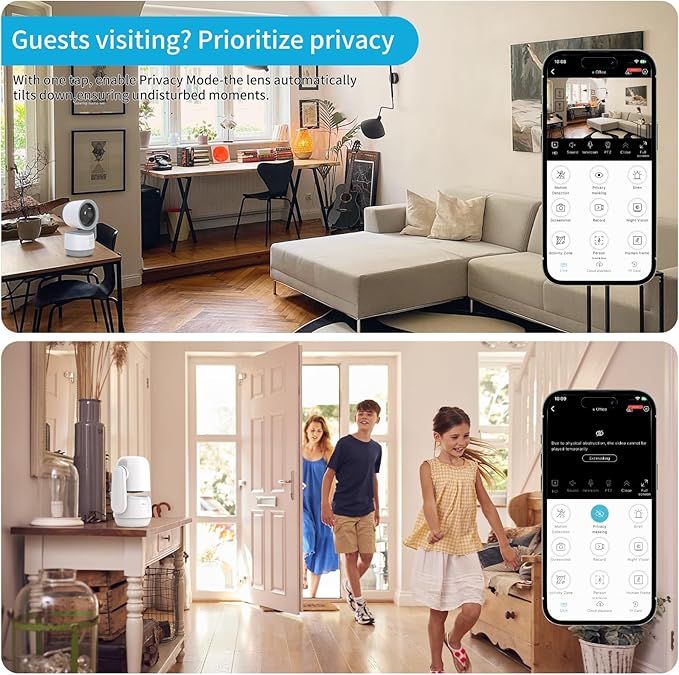 Indoor PTZ Security Camera, 2K 3MP Pan-Tilt with Privacy Mode, No Subscription, 32GB TF Card Included, Dual-Band 5G/2.4G WiFi, AI Motion Detection, Night Vision, 2-Way Audio, Siren (Blue)