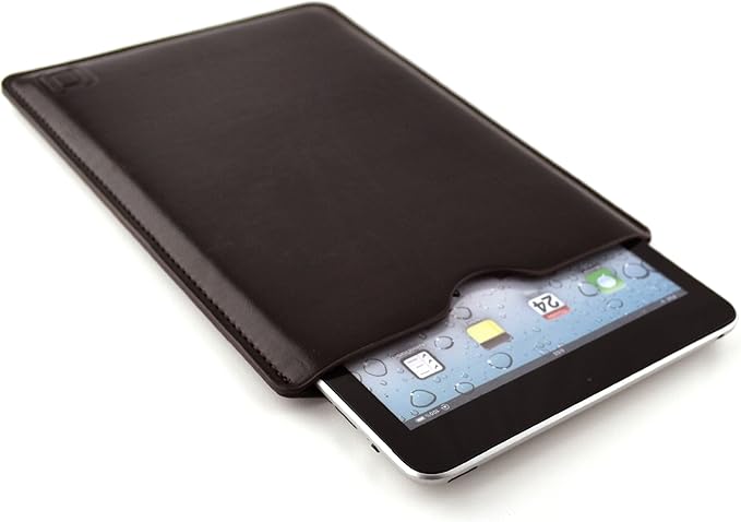 Dockem Executive Sleeve for iPad mini 6, 5, 4, 3, 2, 1: Premium Synthetic Leather Tablet Case: Slim, Microfiber Lined, Professional, Protective Cover (Dark Brown)