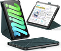 INFILAND Case for iPad Mini 7 (A17 Pro) 2024 / iPad Mini 6 2021, Magnetic Origami Slim Protective Case, Book-Style Foldable Cover with Pencil Holder, Multi-Angle Stand, Auto Wake/Sleep, Midnight Green