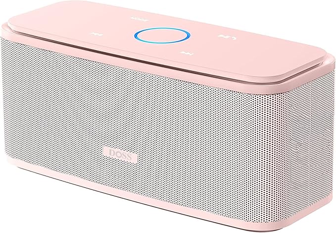 DOSS SoundBox Touch Wireless Bluetooth Speaker-12W HD Sound with Rich Bass, IPX5 Waterproof, 20H Playtime, Handsfree, for Gatherings, Home, Office, Outdoor, Travel-Light Pink