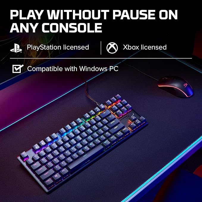 HyperX Alloy Origins Core - Tenkeyless Mechanical Gaming Keyboard, Software Controlled Light & Macro Customization, Compact Form Factor, RGB LED Backlit, Tactile HyperX Aqua Switch,Black