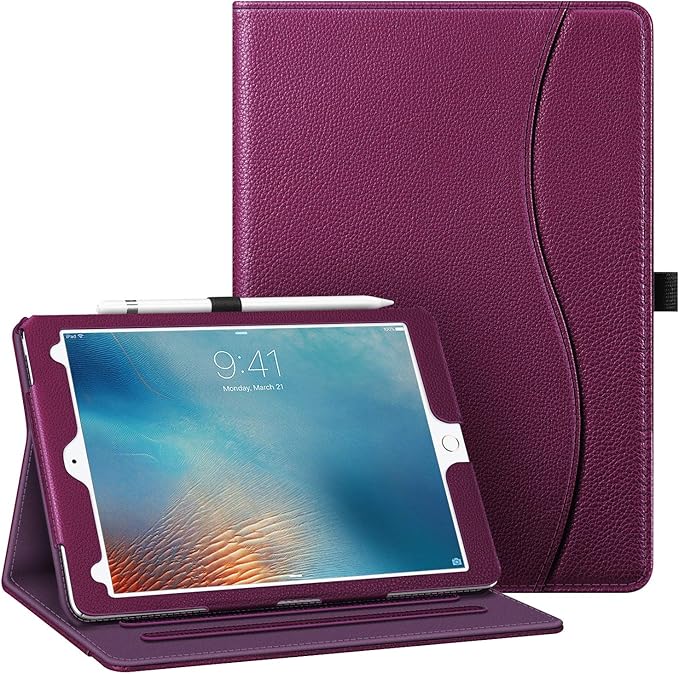 Fintie Case for iPad Pro 9.7 Inch 2016 Release Tablet- [Corner Protection] Multi-Angle Viewing Folio Smart Stand Back Cover with Pocket, Pencil Holder, Auto Wake/Sleep, Purple