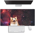 Large Gaming Mouse Pad (31.5" x 15.8") - Cute Space Cat Lovely Galaxy Kitten Screaming in Space, Extra XXL Extended Office Accessories, Premium Stitched Anti-Slip Desk Mat
