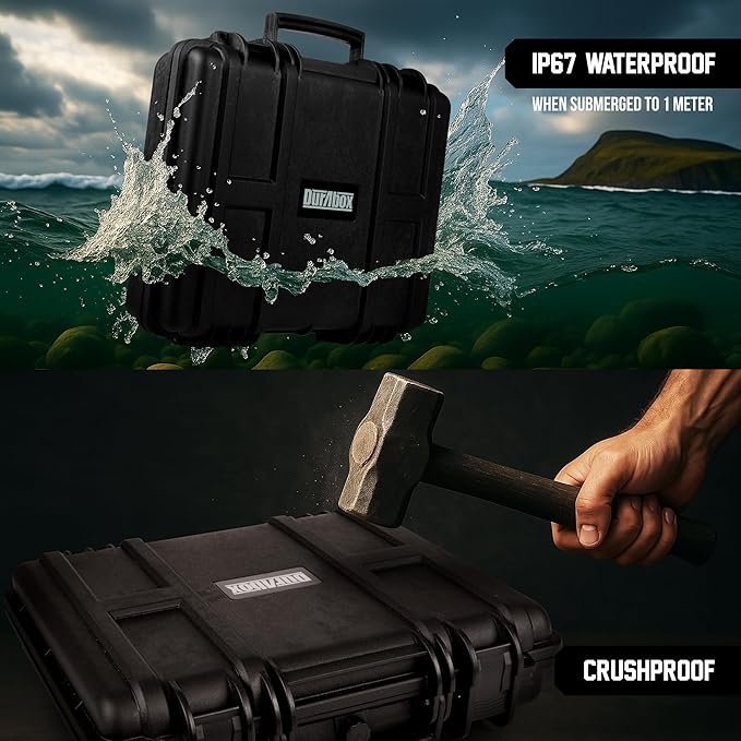 Durabox All Weather Hard Case 16 x 14 x 4” - TSA Approved Hard Shell Travel Case with Customizable Foam for Laptops, Electronics, Guns, Pistols and Other Gear