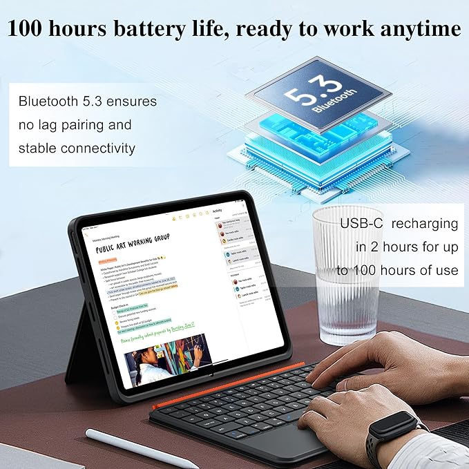 WIWU iPad Pro 11 inch Case with Keyboard M4/M5 2024/2025 Magnetic Detachable 3 in 1 Case Bluetooth Keyboard Adjustable Stand 7 Colors Backlit Keys with Trackpad (Black, iPad Pro 11"(M4/M5 2024/2025))