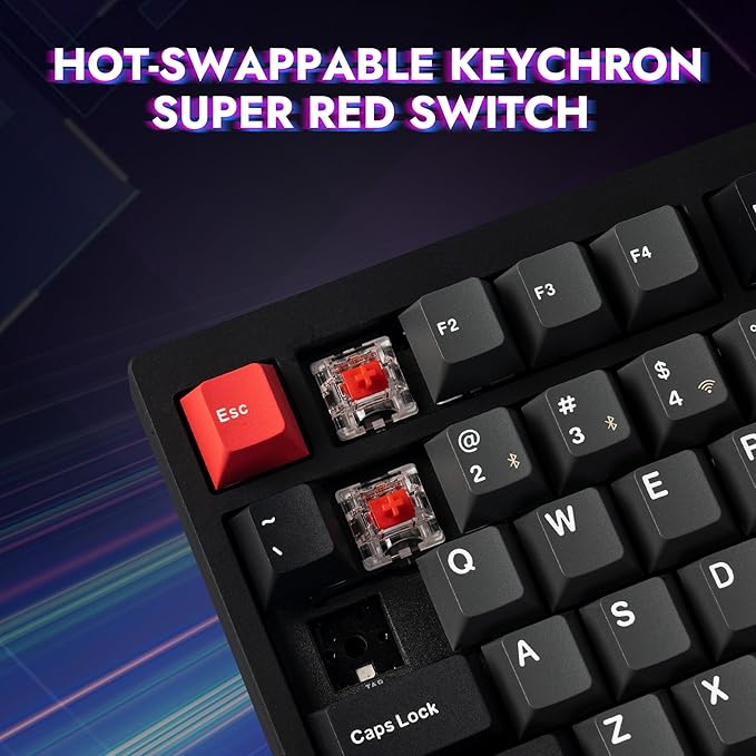 LEMOKEY P1 Pro Wireless Custom Mechanical Keyboard, Full Aluminum 2.4 GHz Bluetooth RGB Backlit 75% Layout with Hot-swappable KEYCHRON Super Red Switch Compatible with Mac Windows Linux