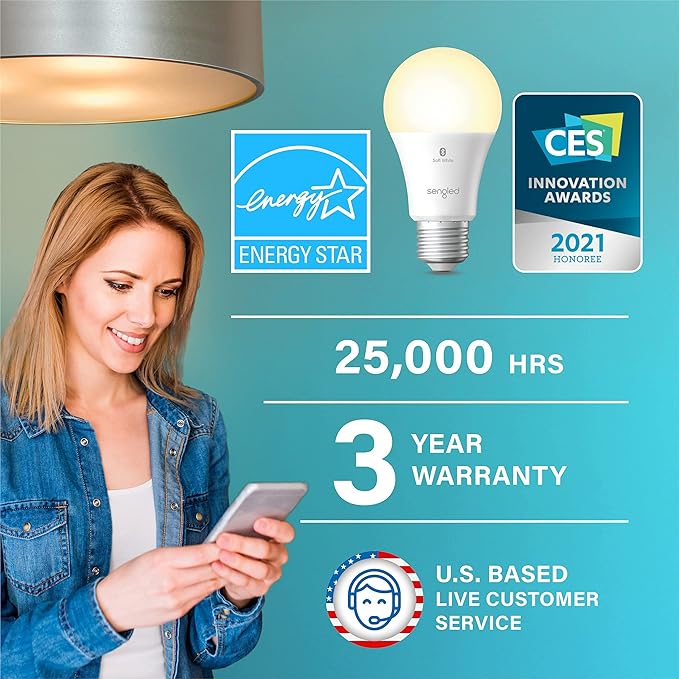 Sengled Alexa Light Bulb, Bluetooth Mesh Smart Light Bulbs, Smart Bulbs That Work with Alexa Only, Dimmable LED Bulb E26 A19, 60W Equivalent Soft White 2700K, 800LM CRI>90, No Hub Required, 3 Pack