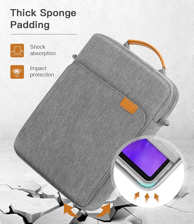 MoKo 9-11 Inch Tablet Sleeve Bag Handle Carrying Case with Shoulder Strap Fits iPad Pro/Air/A16 11 inch,iPad 10th 10.9,i-Pad 9/8/7th 10.2,iPadAir 5/4th 10.9,i-Pad 9.7,Tab S8/S9 11", Dark Gray