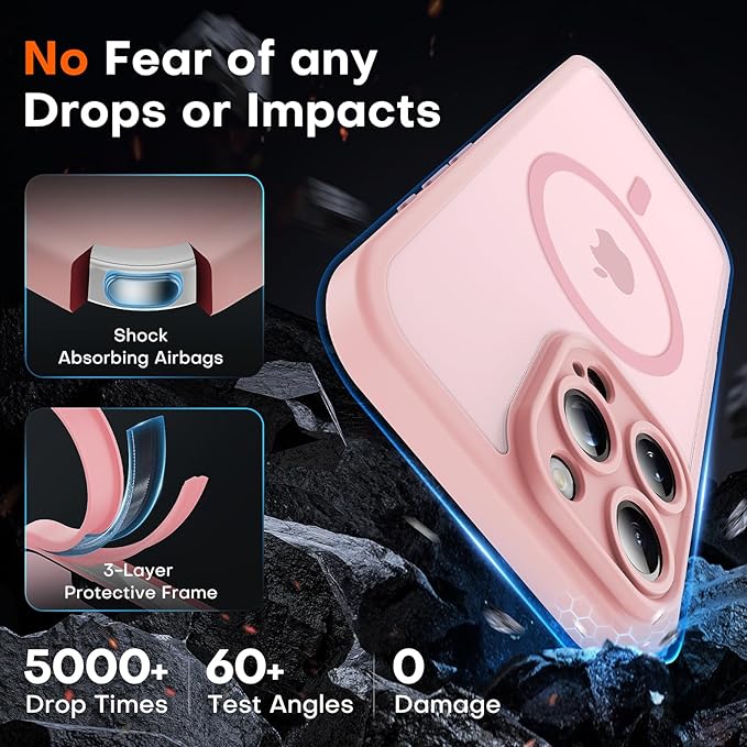 TOCOL for iPhone 13 Pro Max Case, Compatible with Magsafe Charger, Full Camera Protection, Translucent Matte for iPhone 13 Pro Max iPhone Case 6.7 inch (Light Pink)