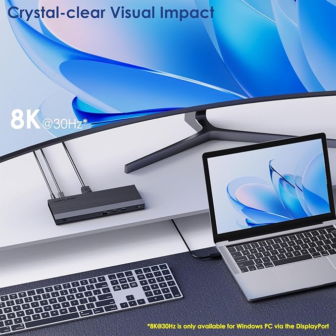 WAVLINK USB C Docking Station Dual Monitor Triple Display for Laptop Windows OS, USB Type C Dock with 130W Power Adatpter - 2 HDMI, DisplayPort, 100W PD, Ethernet, 4 USB 3.0, 2 USB-C, Audio
