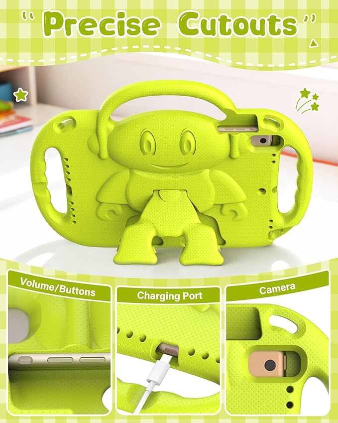 Kids Case for iPad A16 11" 2025 (11th Gen) & 10th Generation 10.9" 2022 & iPad Air 11" M3/M2 & Air 5th/4th Gen & Pro 11, Durable Shockproof Cover with Shoulder Strap Handle Stand, Light Yellow