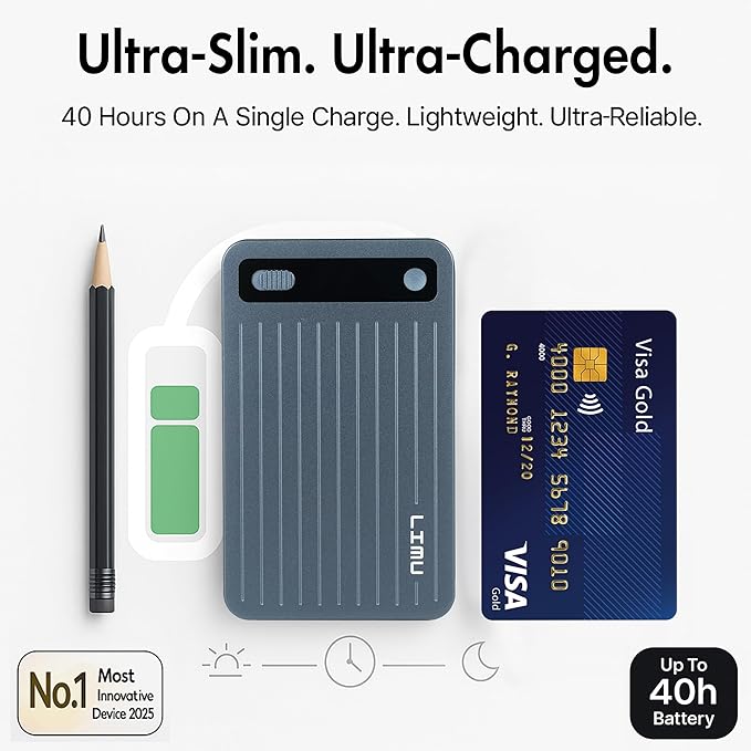 LIMU AI Voice Recorder, German Design AI Note Taking Device with GPT-5, Slim 64GB, 400 Min/Month Audio Recorder, Transcribe, Summarize, MindMap, 125 Language, AI Assist for Meetings, Calls, Lectures