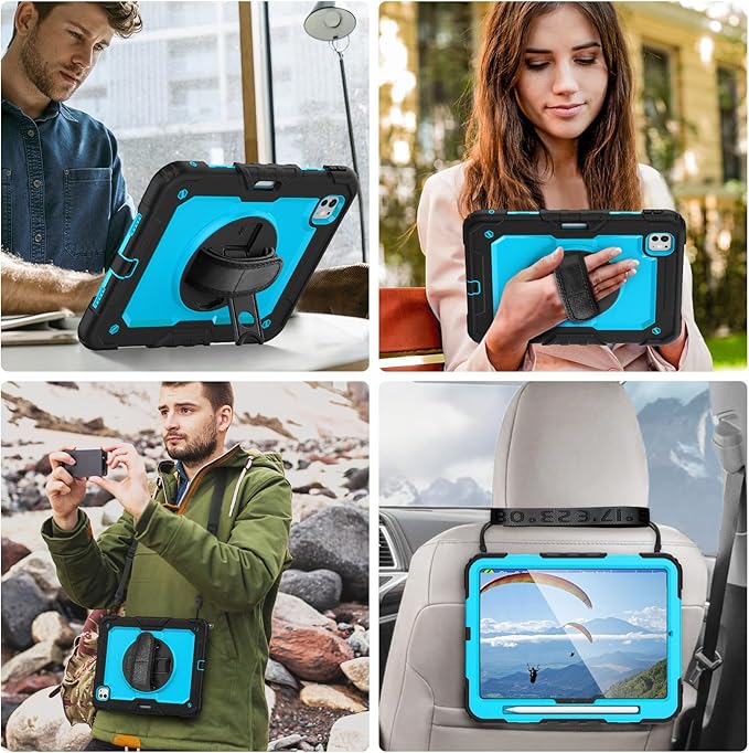 Case Compatible with iPad Pro 13 Inch Case M4 with Screen Protector Pen Holder | Case for iPad Pro 7th Gen Model A2925/A2926/A3007 | Heavy Duty Rugged Case W/Stand Hand Shoulder Strap