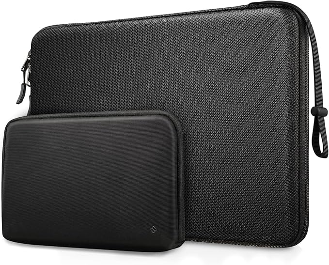 FINPAC Hard Laptop Sleeve with Accessory Pouch Compatible with 13 inch MacBook M5/M4/M3/M2 (2026-2022), MacBook Neo (A18 Pro), 14 inch MacBook Pro M5/M4/M3/M2, Surface Laptop Waterproof Case, Black