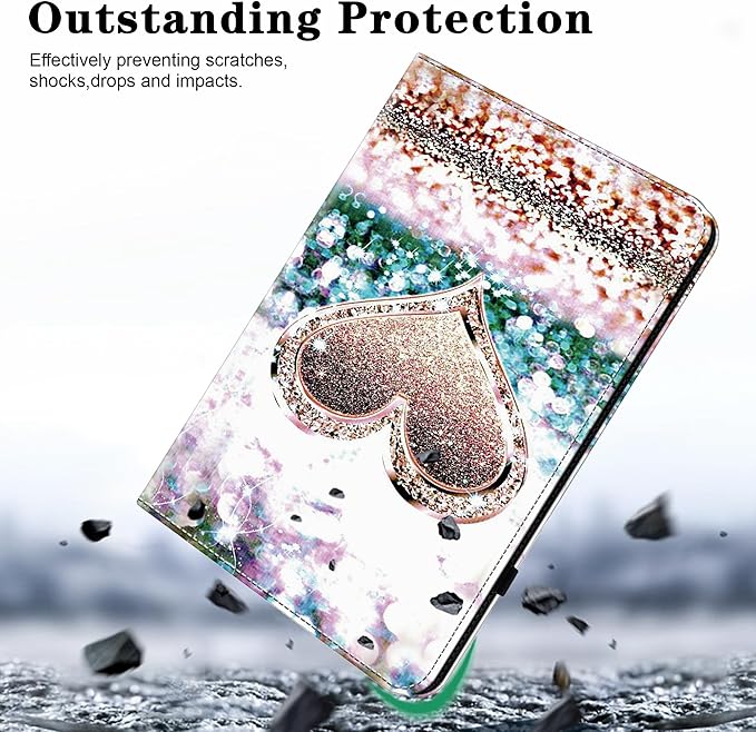 Case for iPad mini 5 (5th Generation,2019), iPad mini 4 3 2 1 Case 7.9 Inch with Auto Wake/Sleep & Elastic Band & Card Slot/Holder, Multi-Angle Viewing Stand Cover - Diamond Peach