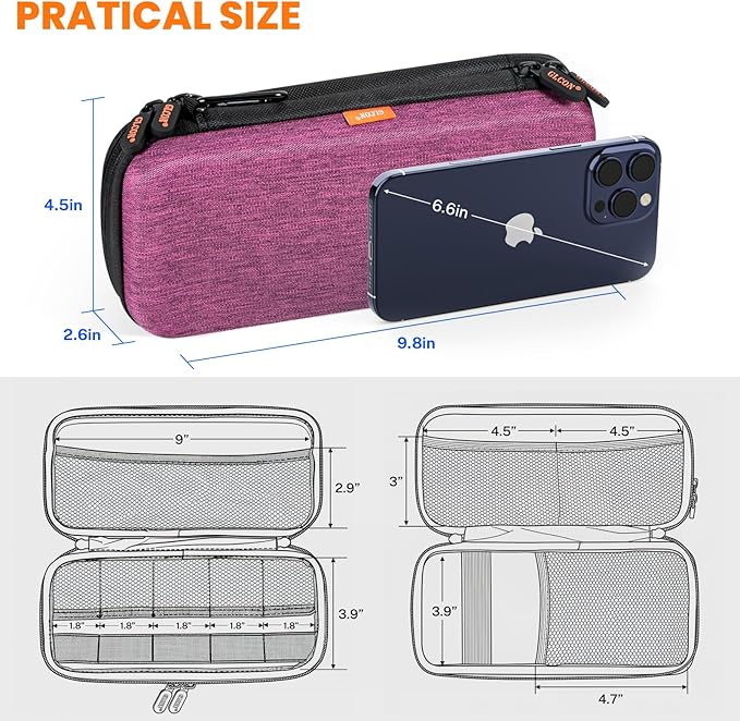 Double-Layer Carrying Case - Hard Shell Electronic Organizer Zipper Travel Case - Portable Tech Accessories Storage Pouch Bag for Charger, Adapter, Anker Power Bank, Phone, Battery, Cord, Cable, Card