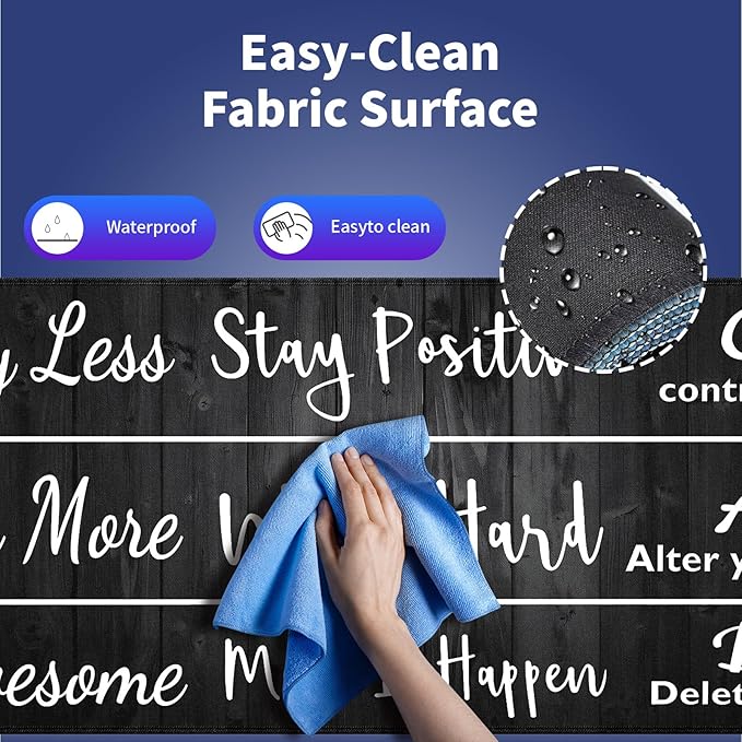 Extra Large Gaming & Office Mouse Pad (31.5" x 11.8") – Stay Positive Work Hard Inspirational Quote & Rustic Black Wood Grain, Premium Anti-Slip XXL Desk Mat with Durable Stitched Edges