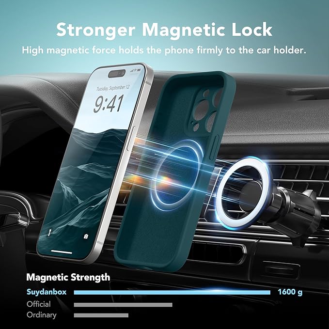Magnetic for iPhone 14 Pro Case, Compatible with MagSafe, [Full Camera Protection][Screen Protector] Silicone Shockproof Protective Phone Case for iPhone 14 Pro 6.1", Deep Blue