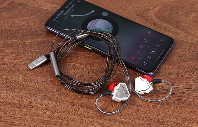 Linsoul 7Hz Salnotes Zero HiFi 10mm Dynamic Driver in-Ear Earphone IEM with Metal Composite Diaphragm Stainless Steel Faceplate Detachable 2Pin OFC Cable (White, with Mic, Type C)