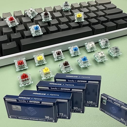 Zjmehty Gateron Jade Series Dual-Stage Spring Pre Lubed Switches Yellow V3 Pro,3-Pin 55gf Linear/RGB/LED Switches for Mechanical Keyboard（Yellow,10pcs）