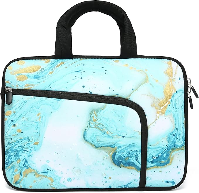 14 15 15.4 15.6 inch Laptop Handle Bag Computer Protect Case Holder Notebook Sleeve Neoprene Cover Soft Carrying Case with Extra Pockets for Dell Lenovo Toshiba HP Chromebook ASUS Acer(Vast Ocean)