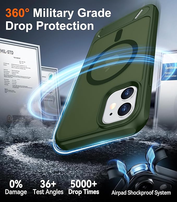 Magnetic Compatible with iPhone 11 Phone Case, [Built-in Invisible Kickstand][Compatible with MagSafe] [Military Grade Shockproof] Slim Translucent Matte Phone Case for iPhone 11 6.1"
