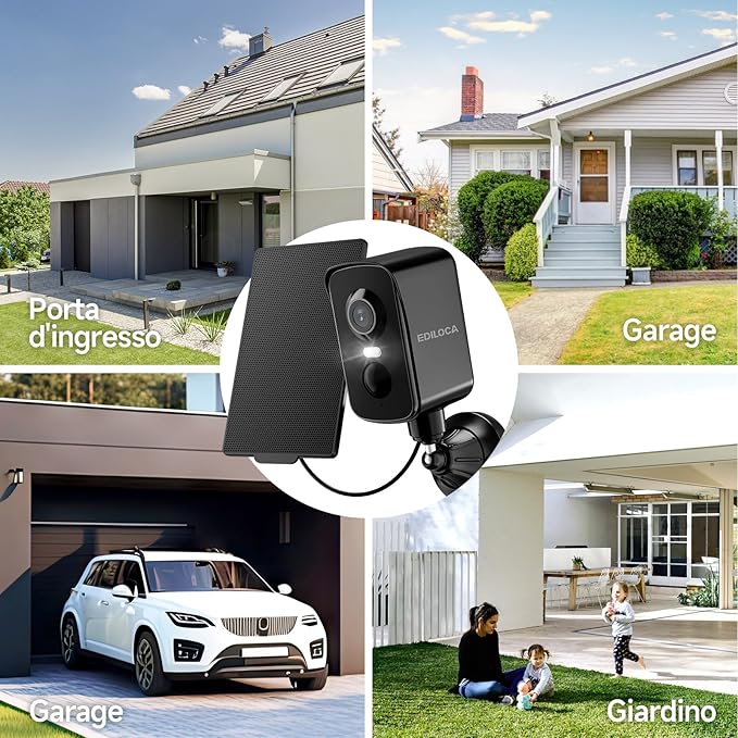 Magnetic Security Camera Wireless Outdoor, 2K Pan Rotating 300° Solar Panel Battery Powered WiFi Camera with PIR Human Detection, Color Night Vision, 2-Way Audio, Alarm, Cloud/64GB Memory Card Storage