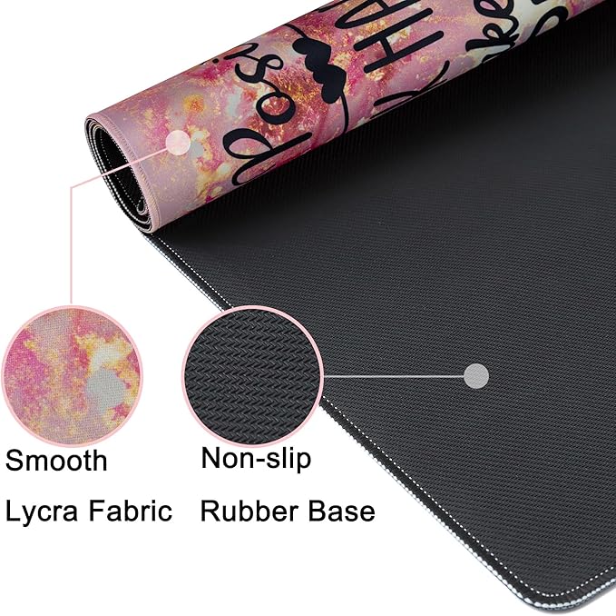 Desk Mat,Large Mouse Pad 35''×15.6'' XXL Extended Gaming Mouse Pad Mat with Non-Slip Base Stitched Eges Mousepad for Computer,Office,Keyboard and Laptop -Stay Positive