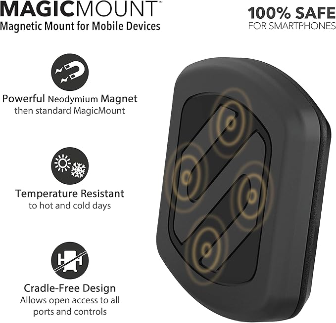 Scosche MAGWSM2 MagicMount Magnetic Suction Cup Mount for Car Windshield or Dashboard, 360° Adjustable Magnet Head, Universal Cell Phone Holder for Car, Compatible with iPhone, Samsung & All Devices