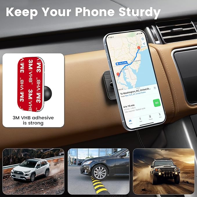 OHLPRO 15W Magsafe Car Mount Charger for iPhone 17, Fast Wireless Charging Magnetic CD Slot Holder with 3M Adhesive Base for Dashboard, Aluminum Shell, Compatible with iPhone 16 15 14 Series, Gray
