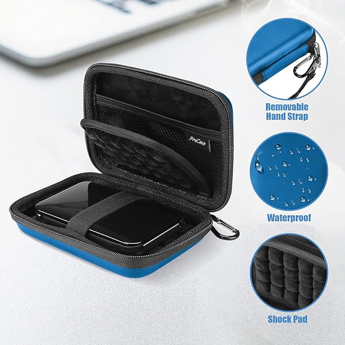 ProCase Hard Drive Case for Canvio Basics Western Digital WD Elements My Passport Seagate Portable Backup Plus Slim 1TB 2TB 3TB 4TB USB 3.0, 2.5”, Samsung T9 Portable External Hard Drive Case -Navy