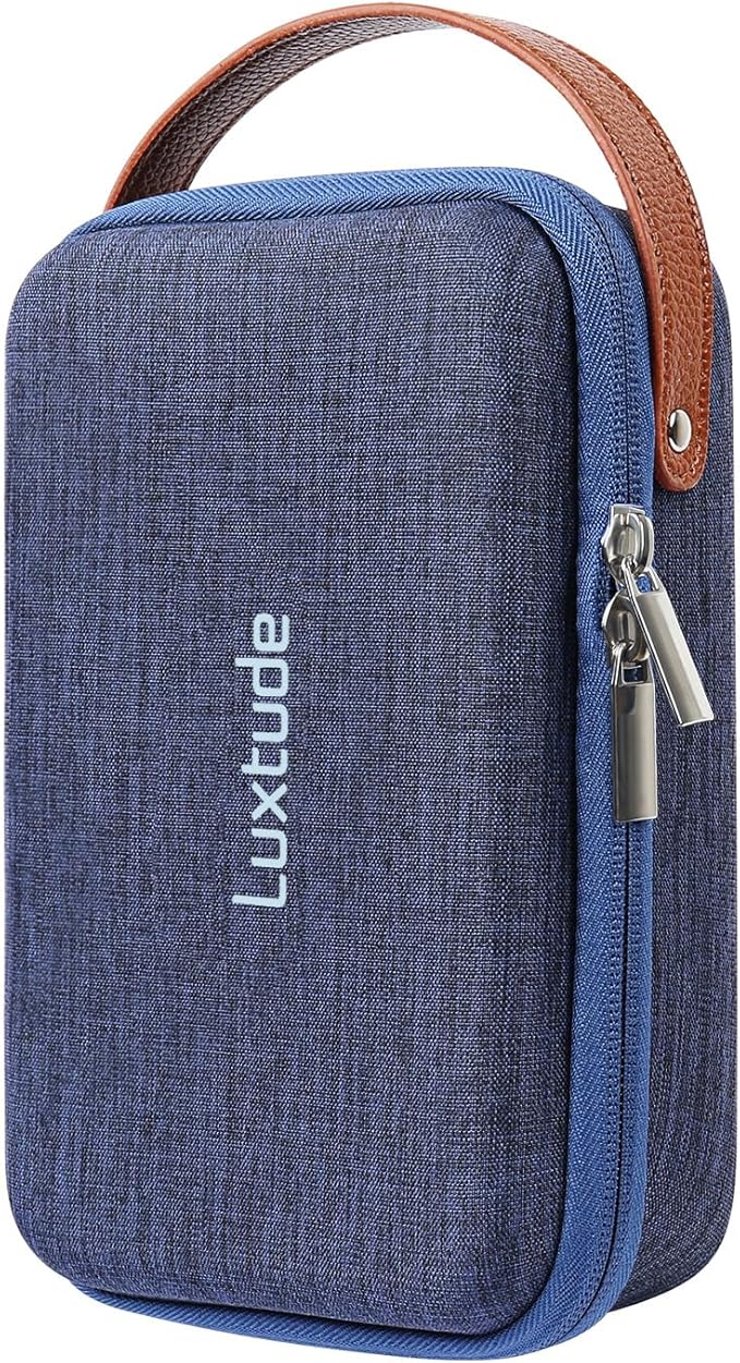 Luxtude Charger Organizer Travel Case, Portable Tech Organizers, Hard Shell Zipper Case for Electronics, Travel Essentials, Blue (External Size 8.5 x 5.9 x 2.5 Inch)