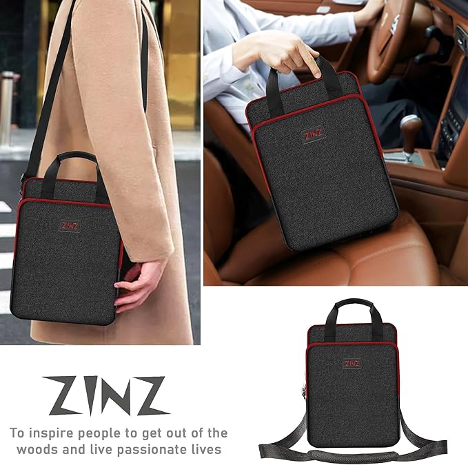 ZINZ Laptop Shoulder Bag 12.3-13 inch Case Sleeve, Expandable Handbag with Valuables Compartment Compatible with MacBook Air/Pro/Neo 13", iPad 12.9"/13"/11", Shockproof,Black-Wine edge